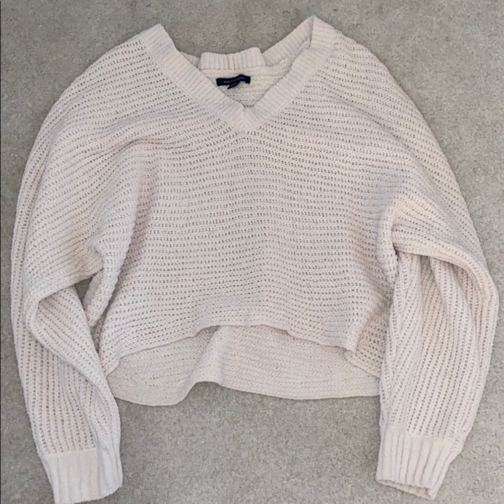American Eagle cream cropped sweater